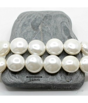 ЖЕМЧУГ Майорка "Таблетка", белый 14 : 8мм