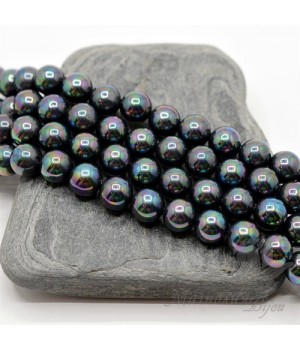 Жемчуг Майорка, черный павлин 8мм, 10 штук