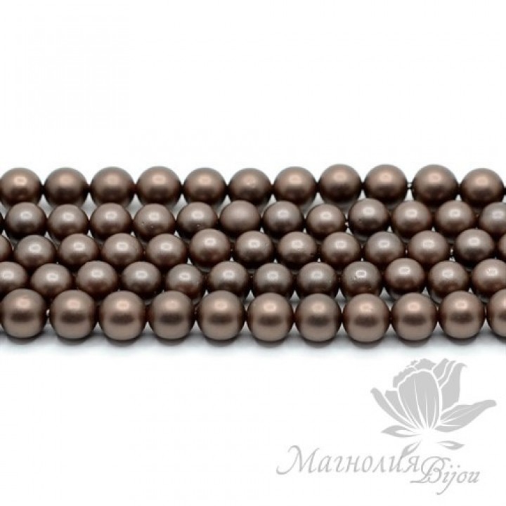 ЖЕМЧУГ Майорка, горький шоколад, матовый сатин 6мм, 5 штук
