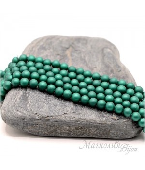 ЖЕМЧУГ Майорка, изумрудный, матовый сатин 4мм, 10 штук
