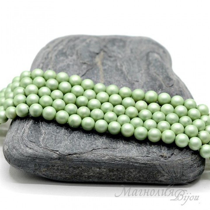 ЖЕМЧУГ Майорка, фисташковый, матовый сатин 4мм, 10 штук