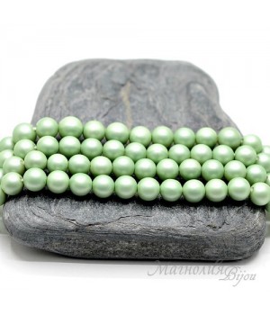 ЖЕМЧУГ Майорка, фисташковый, матовый сатин 6мм, 5 штук