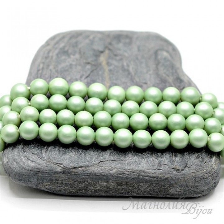 ЖЕМЧУГ Майорка, фисташковый, матовый сатин 6мм, 5 штук