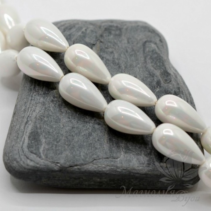 Жемчуг МАЙОРКА 10 : 18мм, капля белый