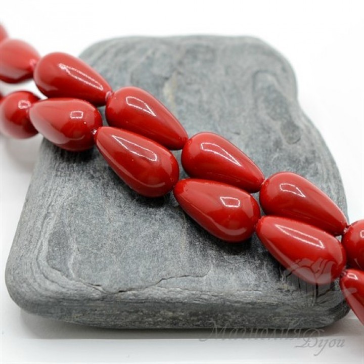 Жемчуг МАЙОРКА 10 : 18мм, капля красный