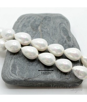 Жемчуг МАЙОРКА 10 : 14мм, капля белый с отливом