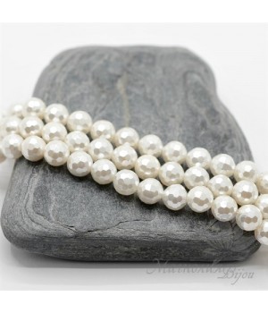 ЖЕМЧУГ Майорка, белый граненый 6мм, 10 штук