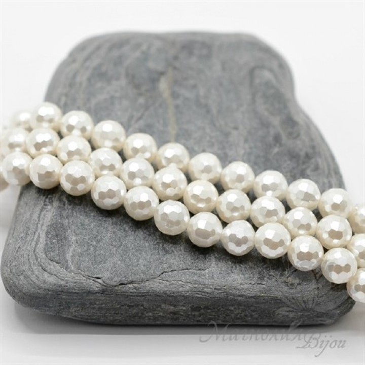 ЖЕМЧУГ Майорка, белый граненый 6мм, 10 штук