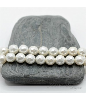 ЖЕМЧУГ Майорка, белый граненый 8мм