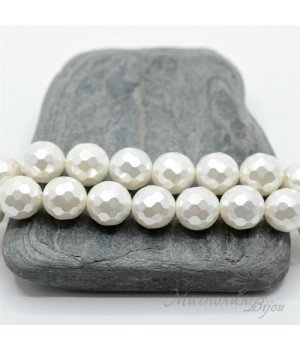 ЖЕМЧУГ Майорка, белый граненый 10мм