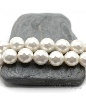 ЖЕМЧУГ Майорка, белый граненый 12мм