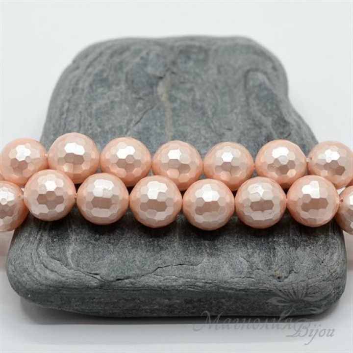 ЖЕМЧУГ Майорка, кремовый граненый 10мм