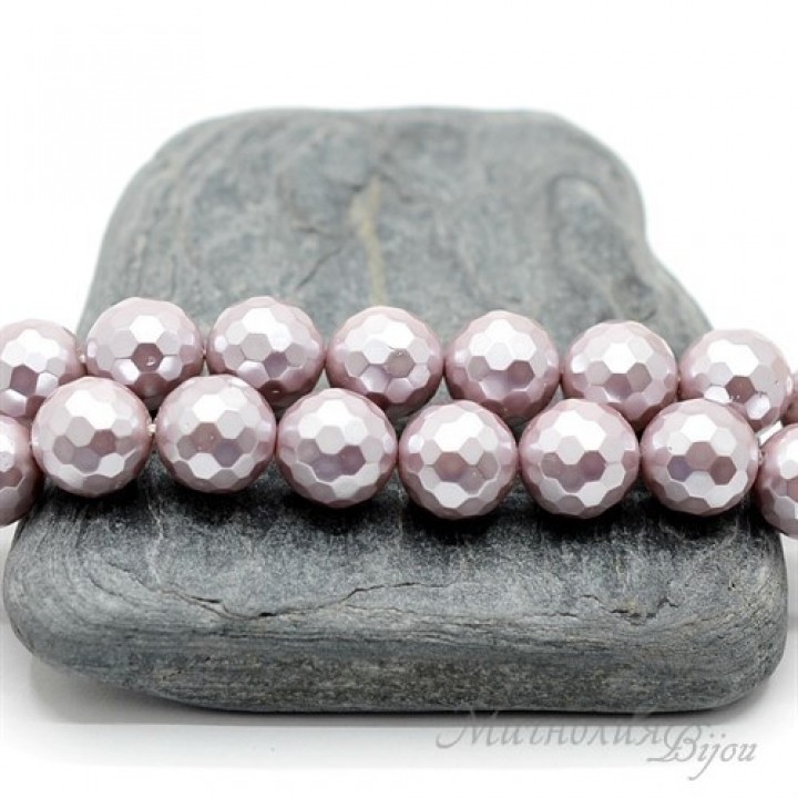 ЖЕМЧУГ Майорка, сиреневый граненый 10мм
