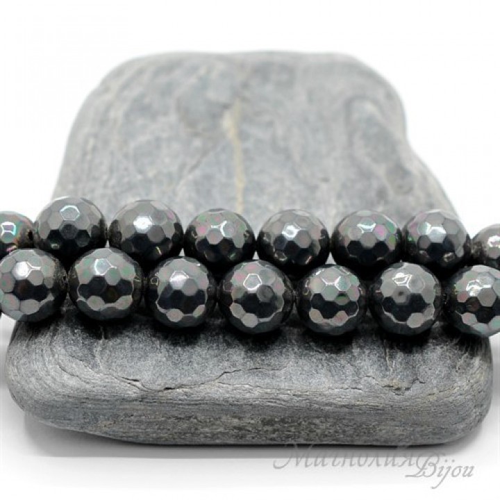 ЖЕМЧУГ Майорка, черный граненый 10мм