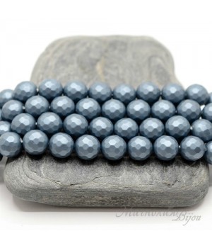 ЖЕМЧУГ Майорка, граненый 8мм, цвет "стальной синий", 10 штук