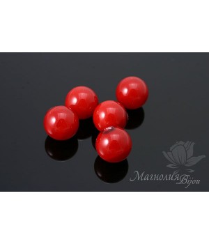 Жемчуг Майорка 10мм полупросверленный, красный 