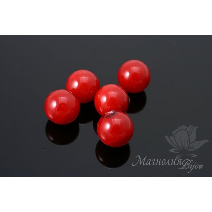 Жемчуг Майорка 10мм полупросверленный, красный 