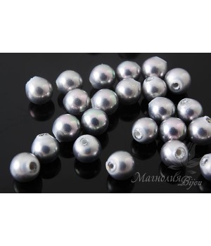 Жемчуг Майорка 4мм полупросверленный, серый