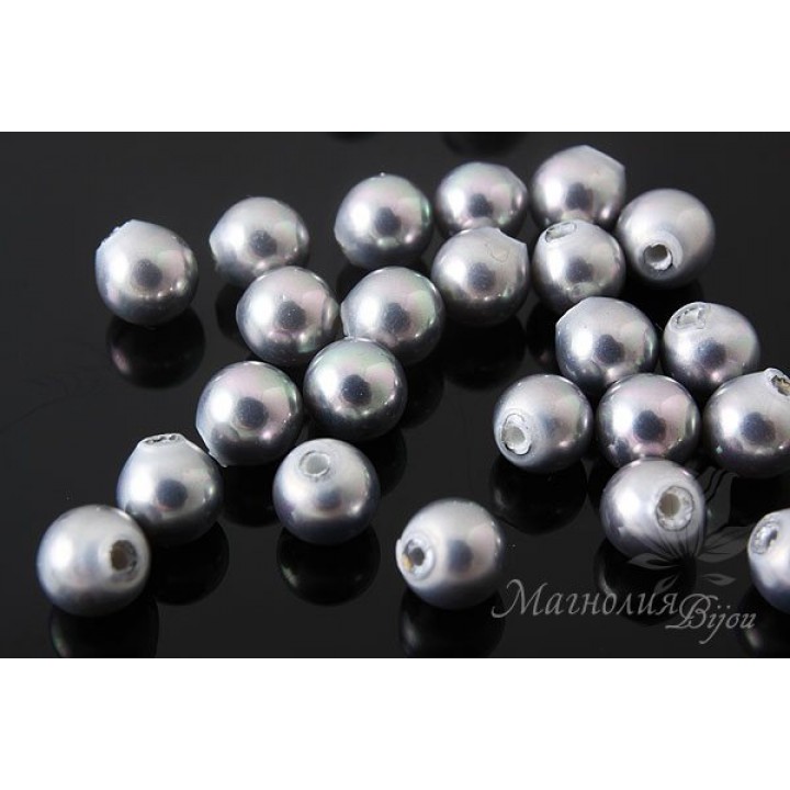 Жемчуг Майорка 4мм полупросверленный, серый