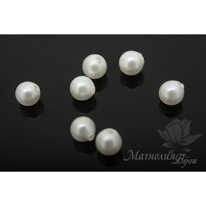 Жемчуг МАЙОРКА полупросверленный, белый 4мм