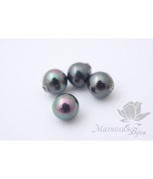 Жемчуг МАЙОРКА полупросверленный, чёрный 6мм