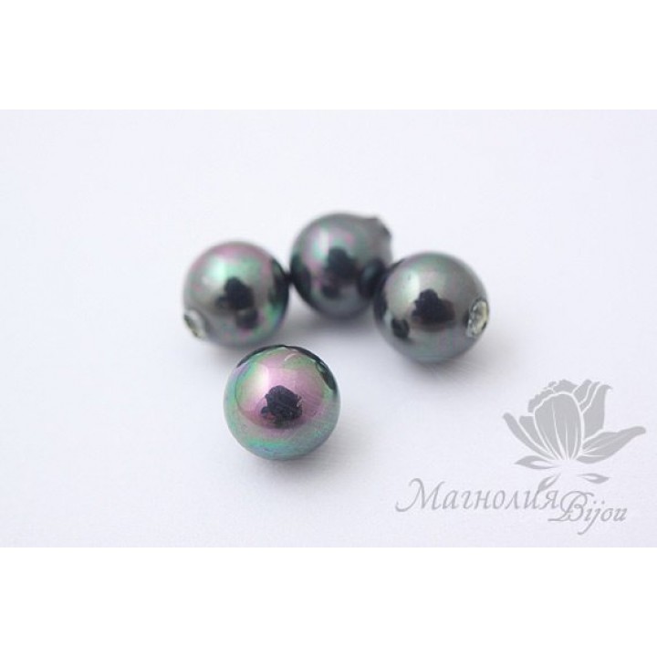 Жемчуг МАЙОРКА полупросверленный, чёрный 6мм