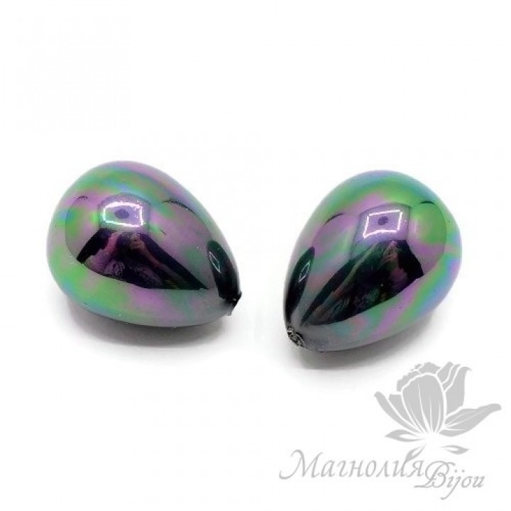 Жемчуг МАЙОРКА 14:18 мм, полупросверленная капля, черный