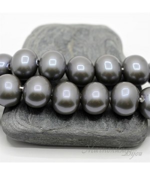 ЖЕМЧУГ Майорка, форма "боб" 13 : 15мм, серый