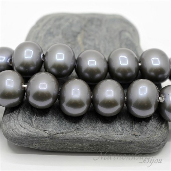 ЖЕМЧУГ Майорка, форма "боб" 13 : 15мм, серый