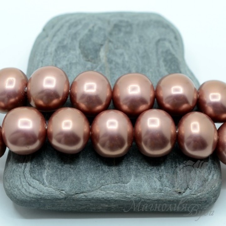 Жемчуг Майорка, форма "боб" 13мм : 15мм, пепельная роза