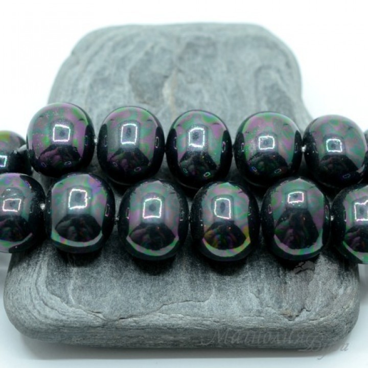 ЖЕМЧУГ Майорка, форма "боб" 13 : 15мм, чёрный павлин