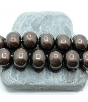 ЖЕМЧУГ Майорка, форма "боб" 13мм : 15мм, чёрный шоколад