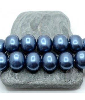 Жемчуг Майорка, форма "боб" 13 : 15мм, синий