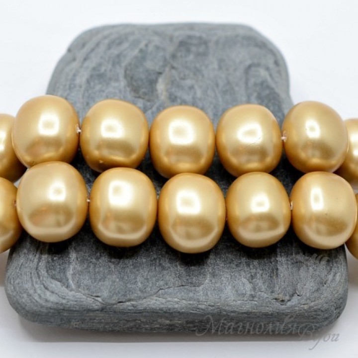 ЖЕМЧУГ Майорка, форма "боб" 13 : 15мм, темно-золотой