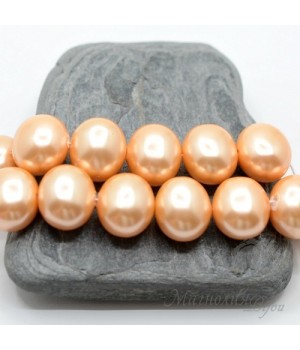 ЖЕМЧУГ Майорка, форма "боб" 13мм : 15мм, персиковый