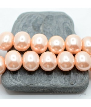 ЖЕМЧУГ Майорка, форма "боб" 13мм : 15мм, розово-персиковый