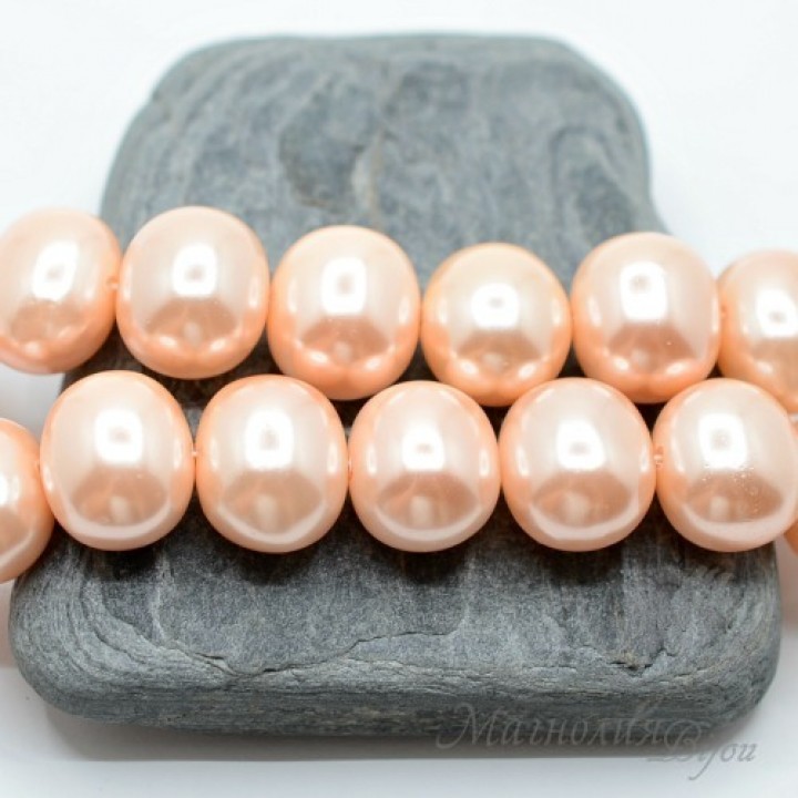 ЖЕМЧУГ Майорка, форма "боб" 13мм : 15мм, розово-персиковый