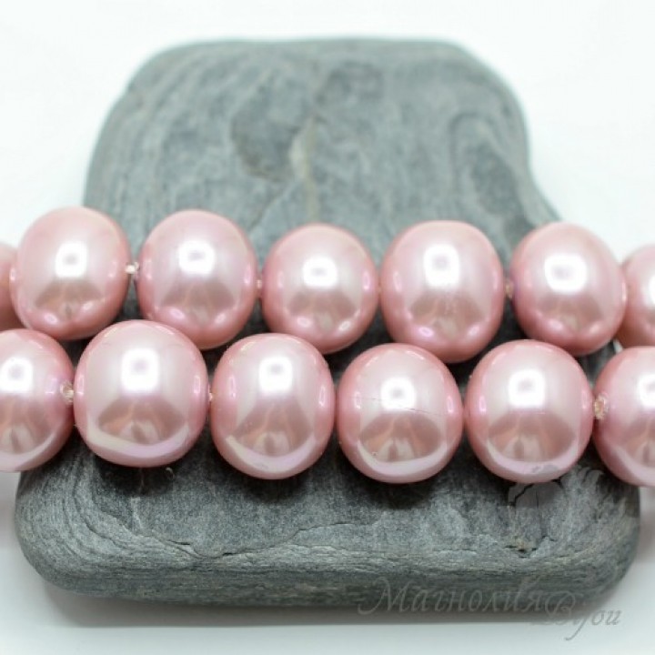 ЖЕМЧУГ Майорка, форма "боб" 13 : 15мм, розовый
