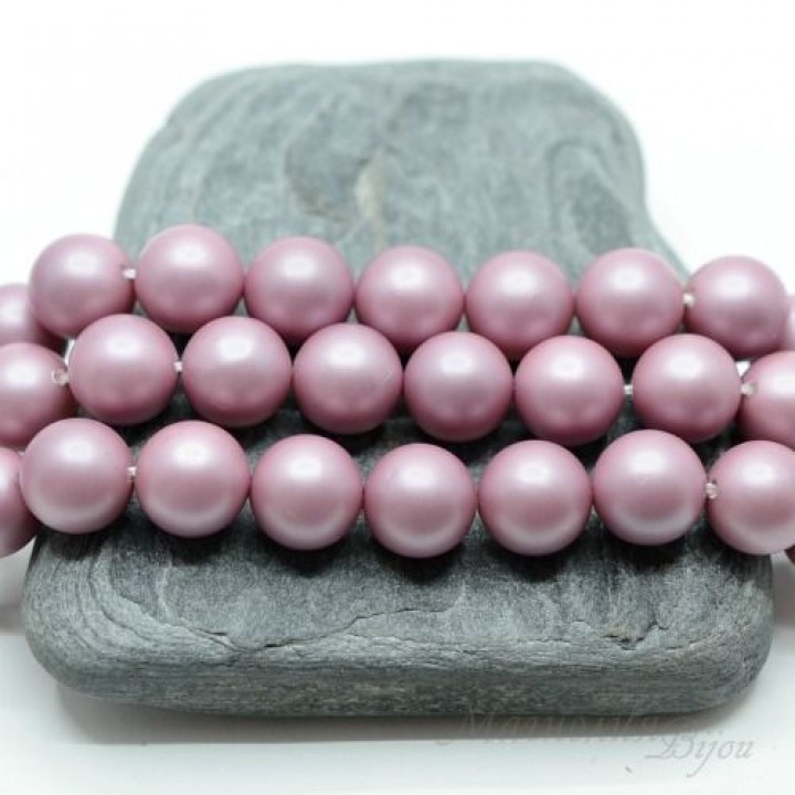 ЖЕМЧУГ Майорка, розовый фламинго, матовый сатин 10мм, 5 штук