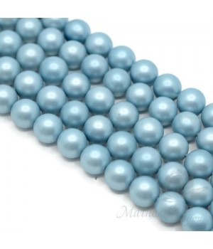 ЖЕМЧУГ Майорка, голубой, матовый сатин 10мм, полная нить(40 бусин)
