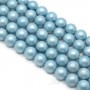 ЖЕМЧУГ Майорка, голубой, матовый сатин 10мм, полная нить(40 бусин)