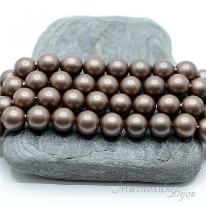 ЖЕМЧУГ Майорка, горький шоколад, матовый сатин 8мм