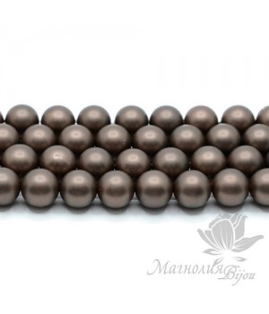 ЖЕМЧУГ Майорка, горький шоколад, матовый сатин 10мм