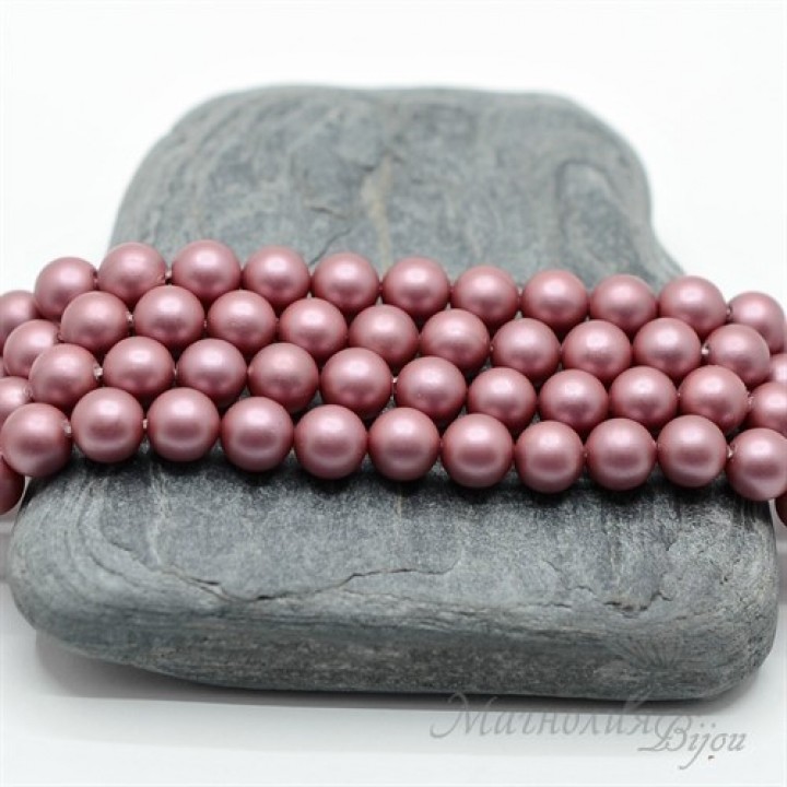 ЖЕМЧУГ Майорка, пепельная роза, матовый сатин 6мм, 5 штук