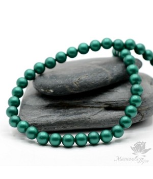 ЖЕМЧУГ Майорка, изумрудный, матовый сатин 6мм, 5 штук