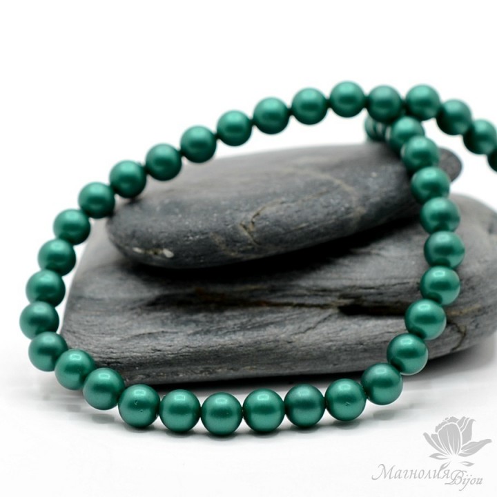 ЖЕМЧУГ Майорка, изумрудный, матовый сатин 6мм, 5 штук