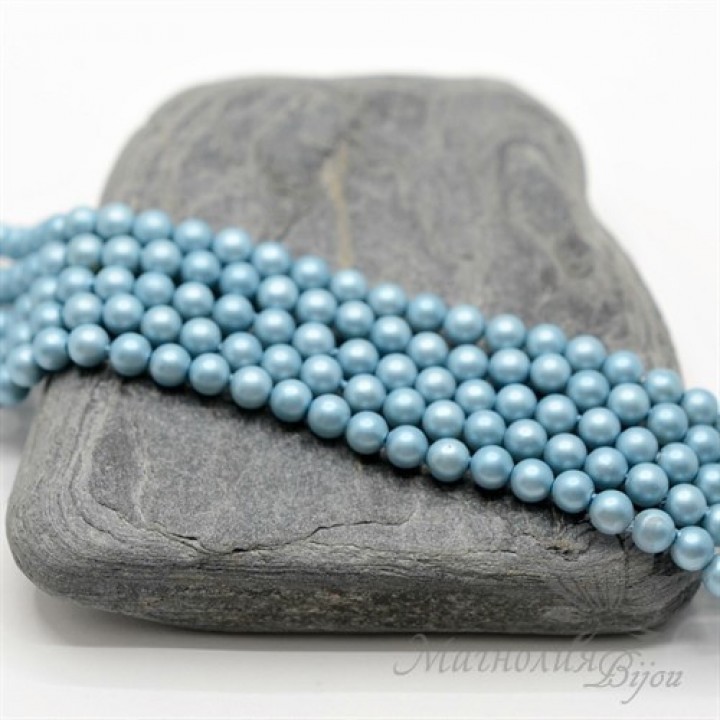 ЖЕМЧУГ Майорка, голубой, матовый сатин 4мм, 10 штук