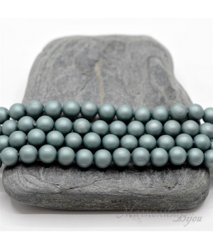 Жемчуг Майорка 6мм серый аспарагус матовый сатин, 5 штук