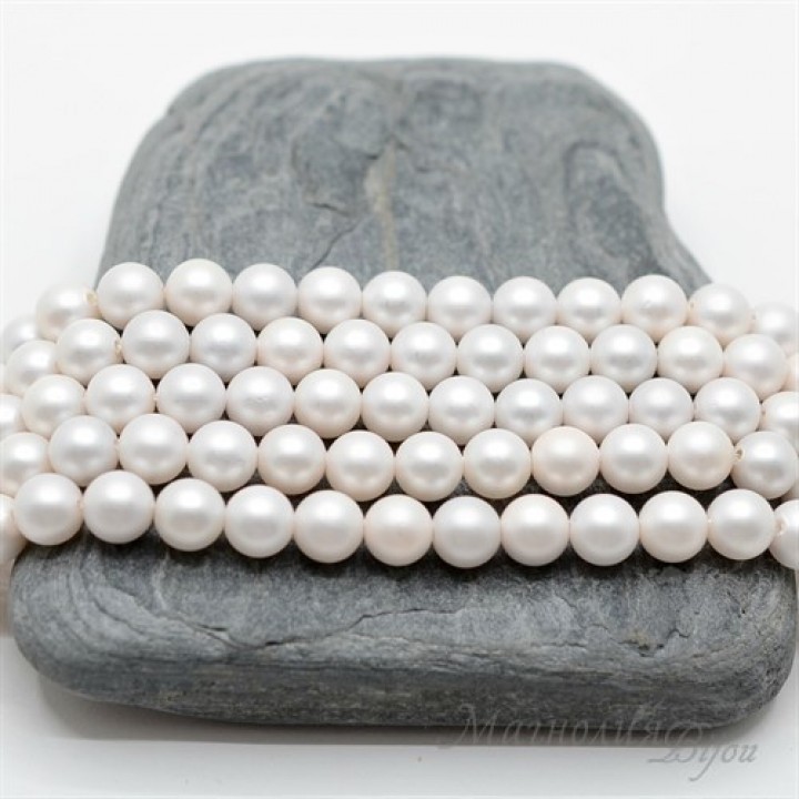 ЖЕМЧУГ Майорка, белый, матовый сатин 6мм, 5 штук