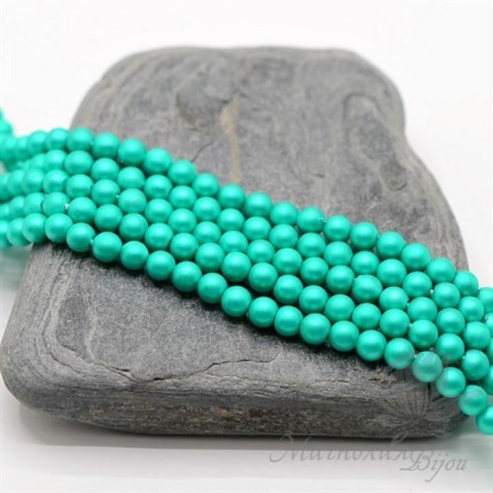 ЖЕМЧУГ Майорка, изумрудный светлый, матовый сатин 4мм, 10 штук